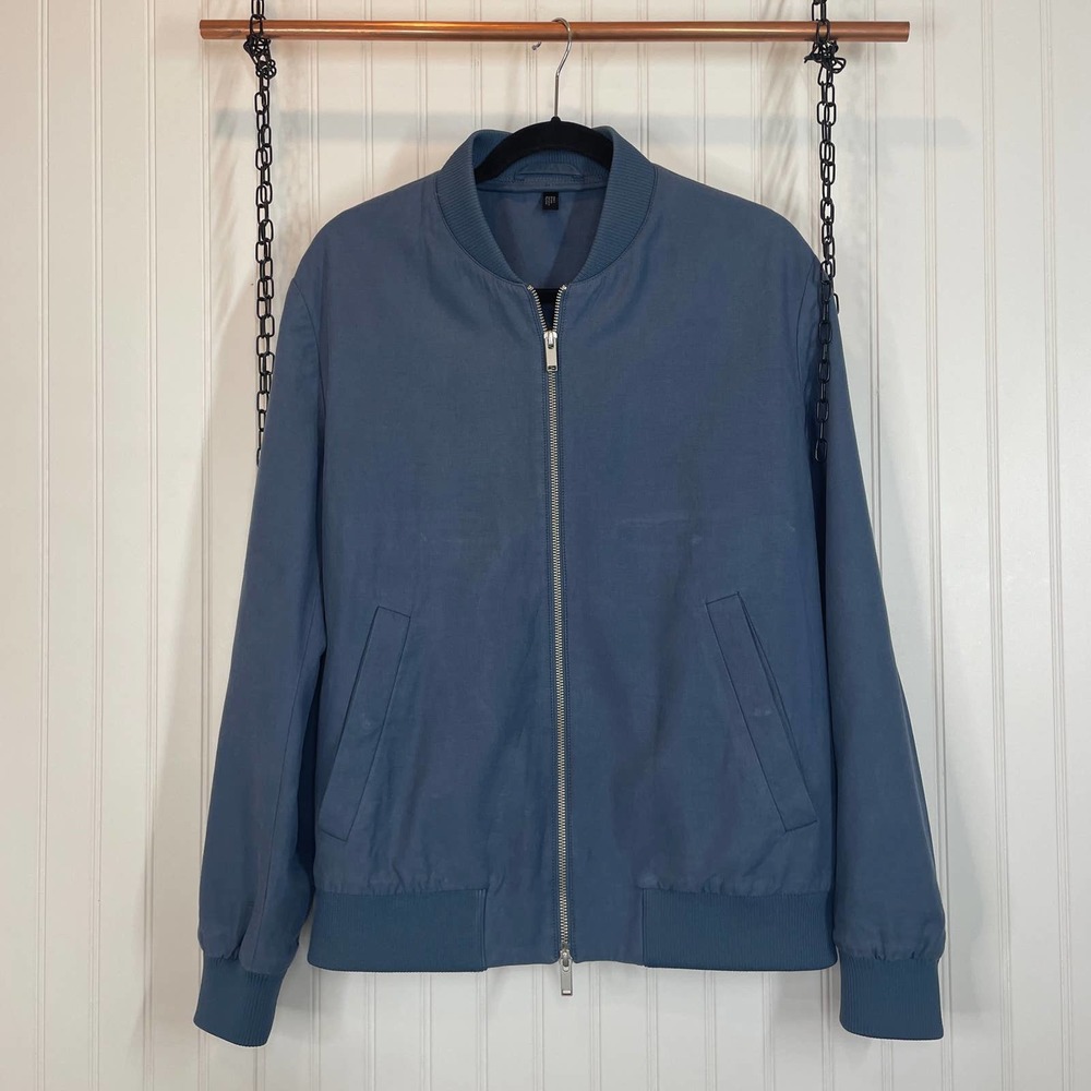COS Men’s Blue Lyocell & Cotton Full Zip Bomber Jacket Size M - Outdoor